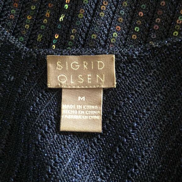 Sigrid Olsen Women’s Double V-neck Sequin Navy Blue Special Occasion Tank Med - Picture 8 of 11